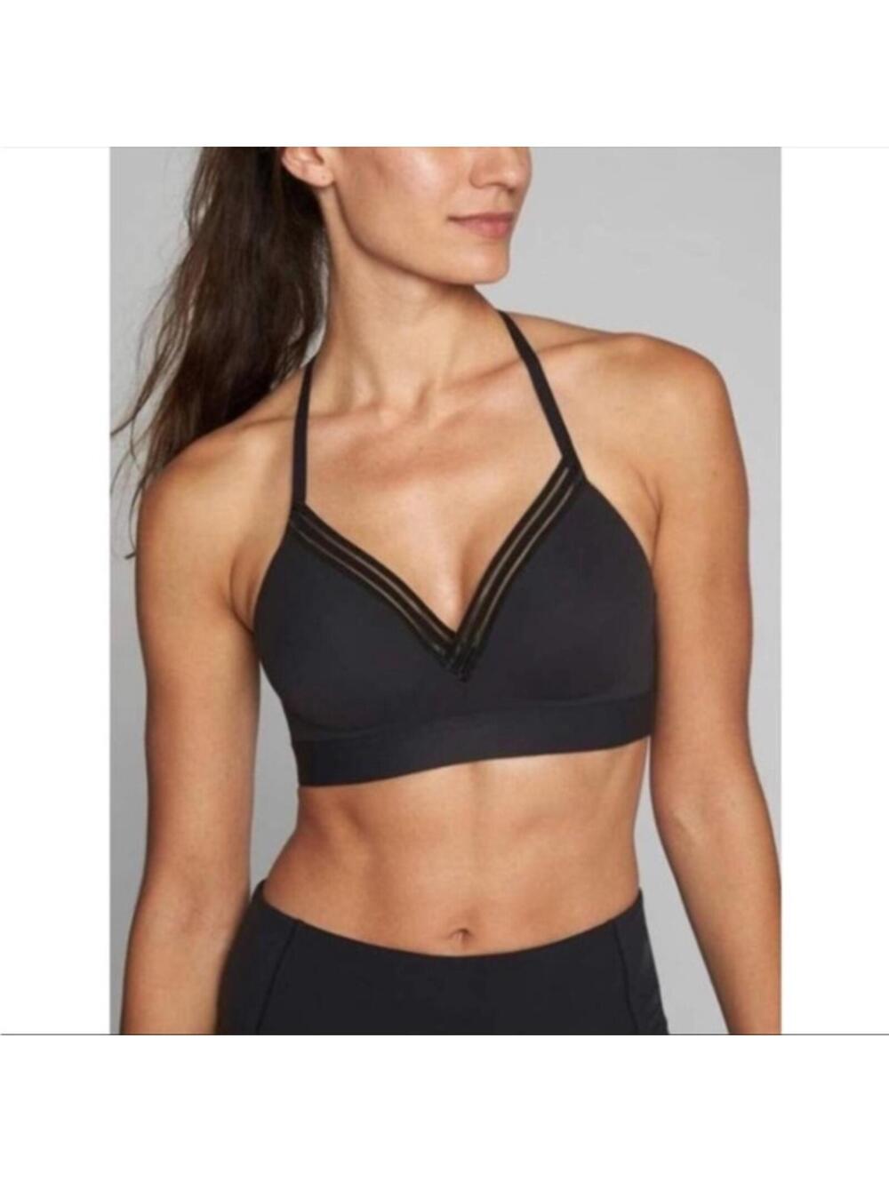 Athleta Black Powervita Sports Bra Medium Black